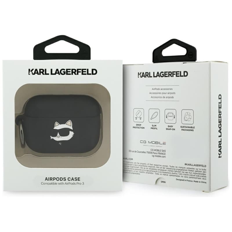 Karl Lagerfeld Silicone Choupette Head 3D - AirPods Pro 3 Case (Black) 4