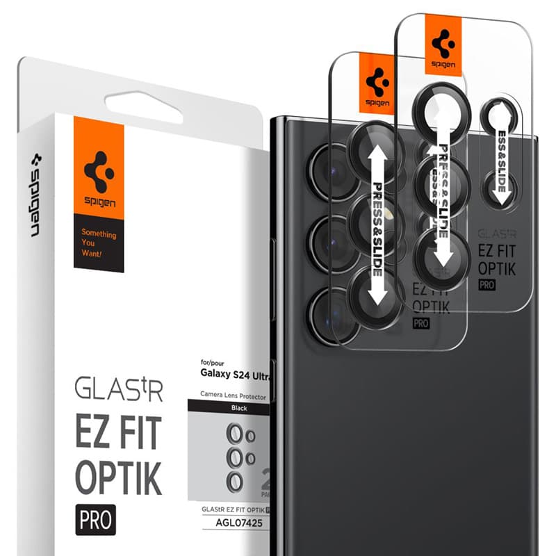 Spigen Optik Pro GLAS.TR EZ Fit Camera Protector 2-Pack - Lens protection glass for Samsung Galaxy S24 Ultra (2 pcs) (Black)