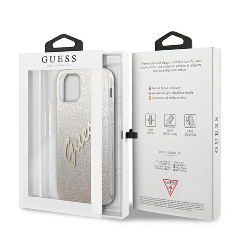 Guess Glitter Gradient Script - Case for iPhone 12 Pro Max (Gold) 8