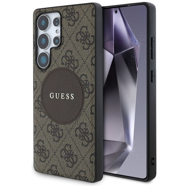 Guess 4G Round Patch Classic Logo MagSafe - Case for Samsung Galaxy S25 Ultra (brown)