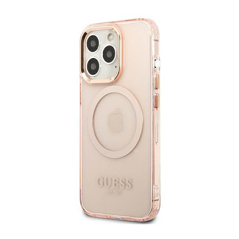 Guess Gold Outline Translucent MagSafe - Case for iPhone 13 Pro Max (Pink) 2