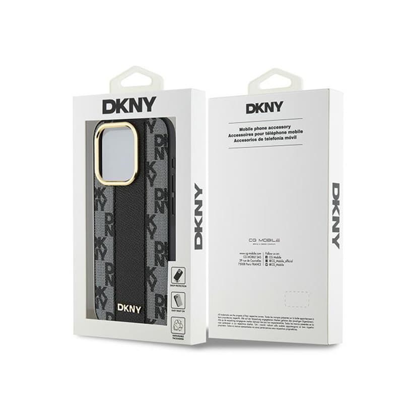 DKNY Leather Checkered Mono Pattern MagSafe - Case for iPhone 15 Pro (Black) 8