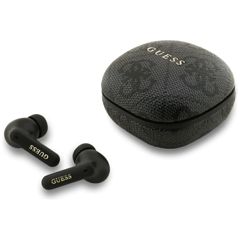 Guess 4G Classic Metal Logo - Bluetooth TWS ENC sluchátka + nabíjecí pouzdro (Černá)