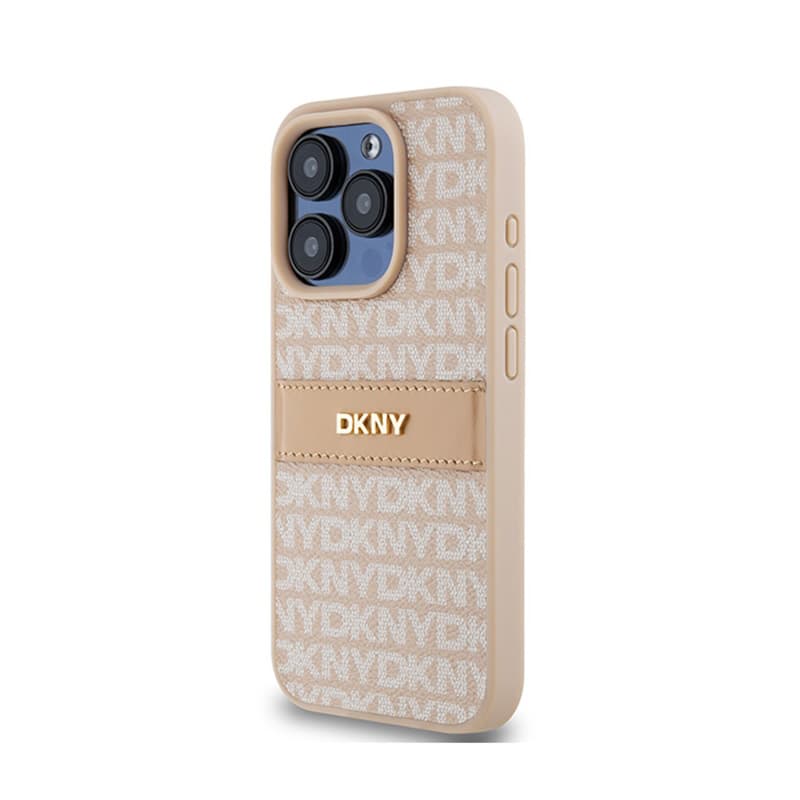 DKNY Leather Mono Stripe & Metal Logo - iPhone 15 Pro Case (pink) 2