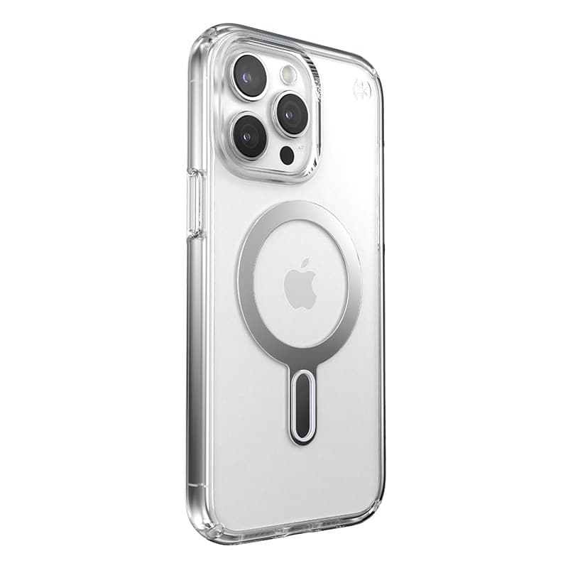 Speck Presidio Perfect-Clear ClickLock & Magsafe - iPhone 15 Pro Max Case (Clear / Chrome Finish / Serene Silver) 8