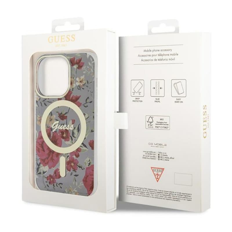 Guess Flower MagSafe - Case for iPhone 14 Pro (Green) 8