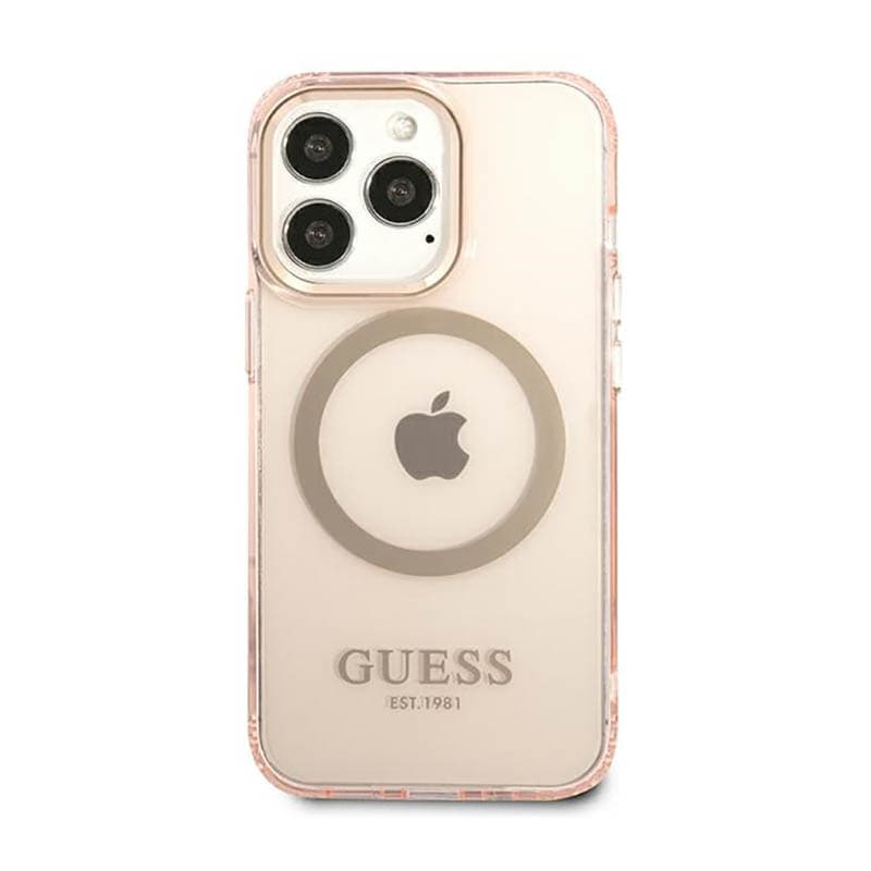 Guess Gold Outline Translucent MagSafe - Case for iPhone 13 Pro Max (Pink) 3