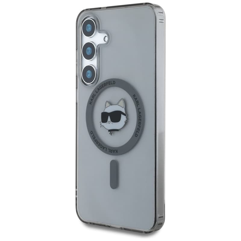 Karl Lagerfeld Button Choupette Head Printed Logo MagSafe - Case for Samsung Galaxy S25 (Black) 2