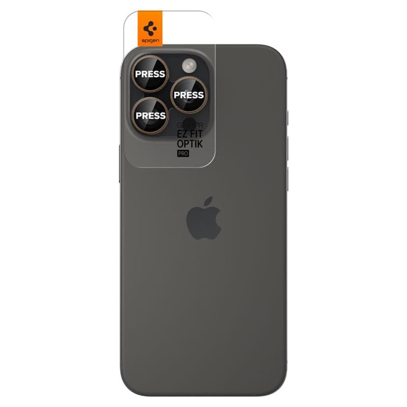 Spigen Optik Pro GLAS.TR EZ Fit Camera Protector 2-Pack - Lens Protector for iPhone 16 Pro / 16 Pro Max (2 pcs) (Desert Titanium) 2