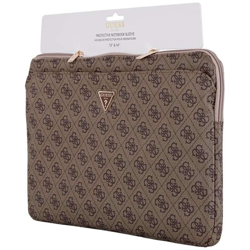 Guess 4G Zipper Pocket Triangle Logo Sleeve - Laptop Sleeve 14" (brown) 4