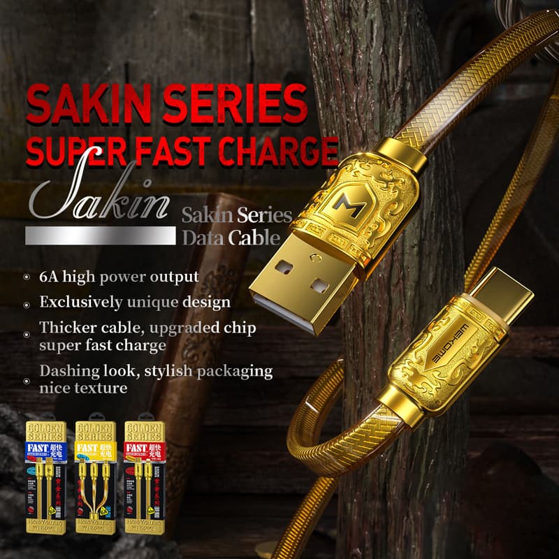WEKOME WDC-163 Sakin Series - USB-C to Lightning PD 20W connecting cable 1 m (Gold) 3
