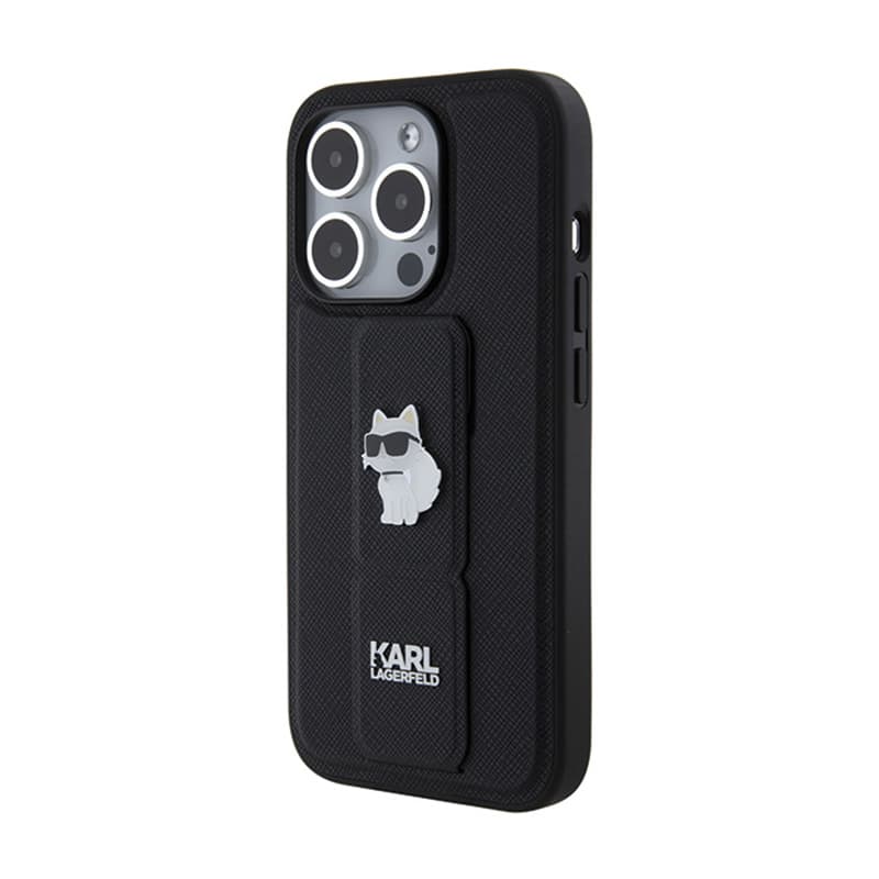 Karl Lagerfeld Gripstand Saffiano Choupette Pins - iPhone 14 Pro Max Case (black) 2