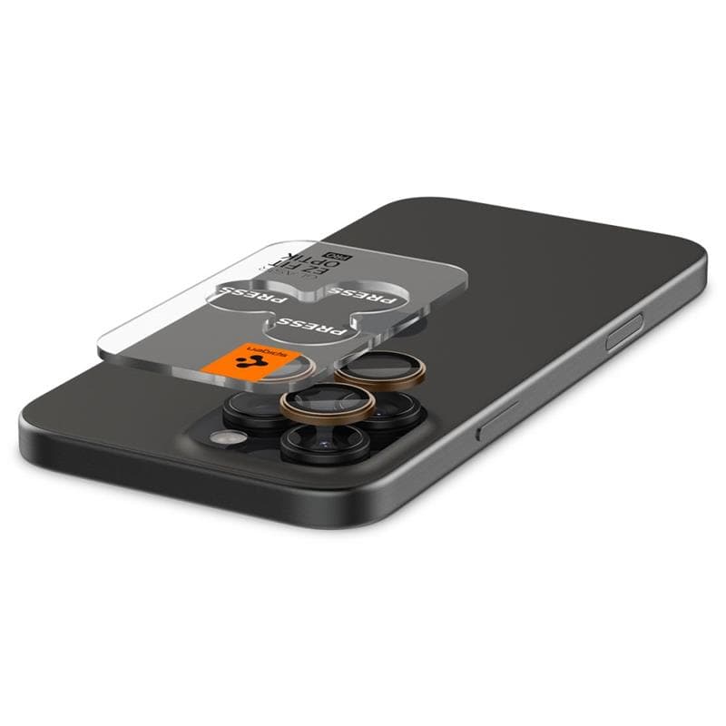 Spigen Optik Pro GLAS.TR EZ Fit Camera Protector 2-Pack - Lens Protector for iPhone 16 Pro / 16 Pro Max (2 pcs) (Desert Titanium) 3