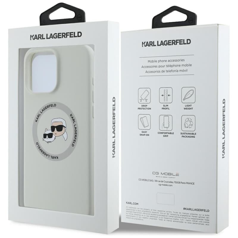 Karl Lagerfeld Silicone Double Heads And Circle MagSafe - Case for iPhone 16 Pro (beige) 8
