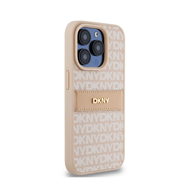 DKNY Leather Mono Stripe & Metal Logo - iPhone 15 Pro Case (pink) 4