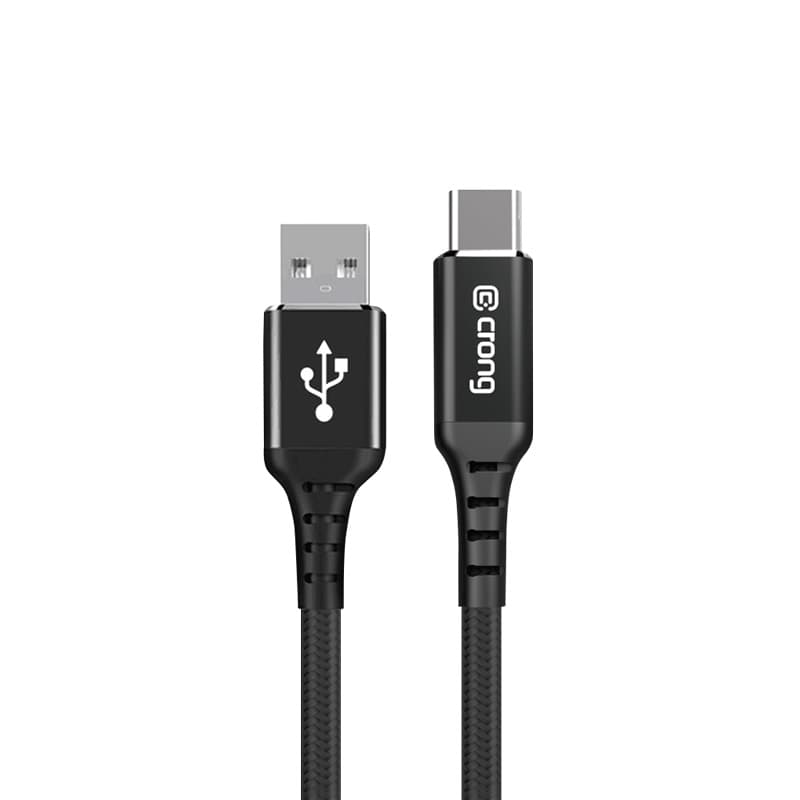 Crong Armor Link - 60W PD 3A USB-A to USB-C Cable 25cm (Black) 3