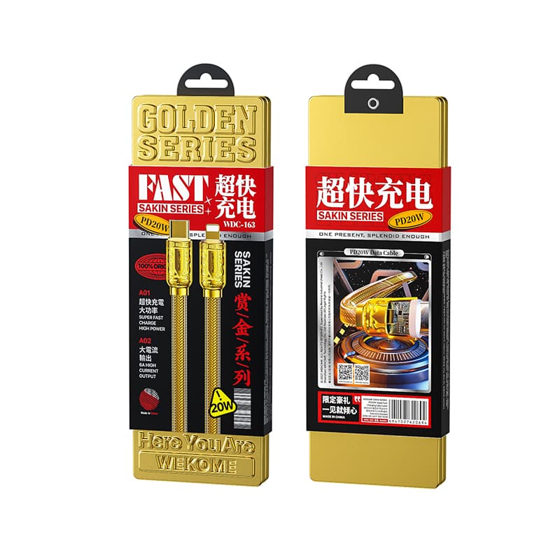 WEKOME WDC-163 Sakin Series - USB-C to Lightning PD 20W connecting cable 1 m (Gold) 4