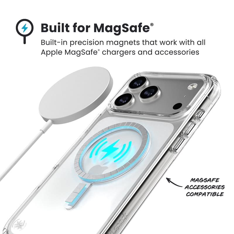 Speck Presidio Perfect Clear MagSafe - iPhone 17 Pro Max Case (Clear / Silver) 5