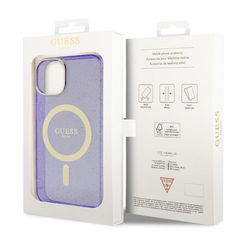 Guess Glitter Gold MagSafe - Casse for iPhone 14 Plus (Purple) 8