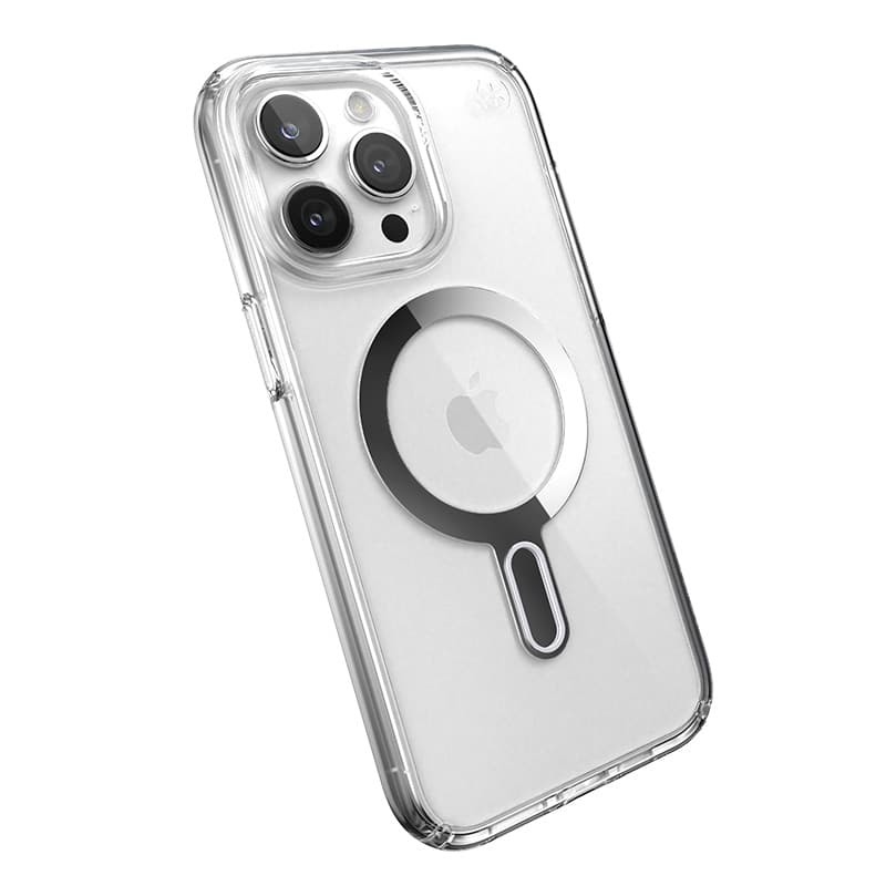 Speck Presidio Perfect-Clear ClickLock & Magsafe - iPhone 15 Pro Max Case (Clear / Chrome Finish / Serene Silver) 6