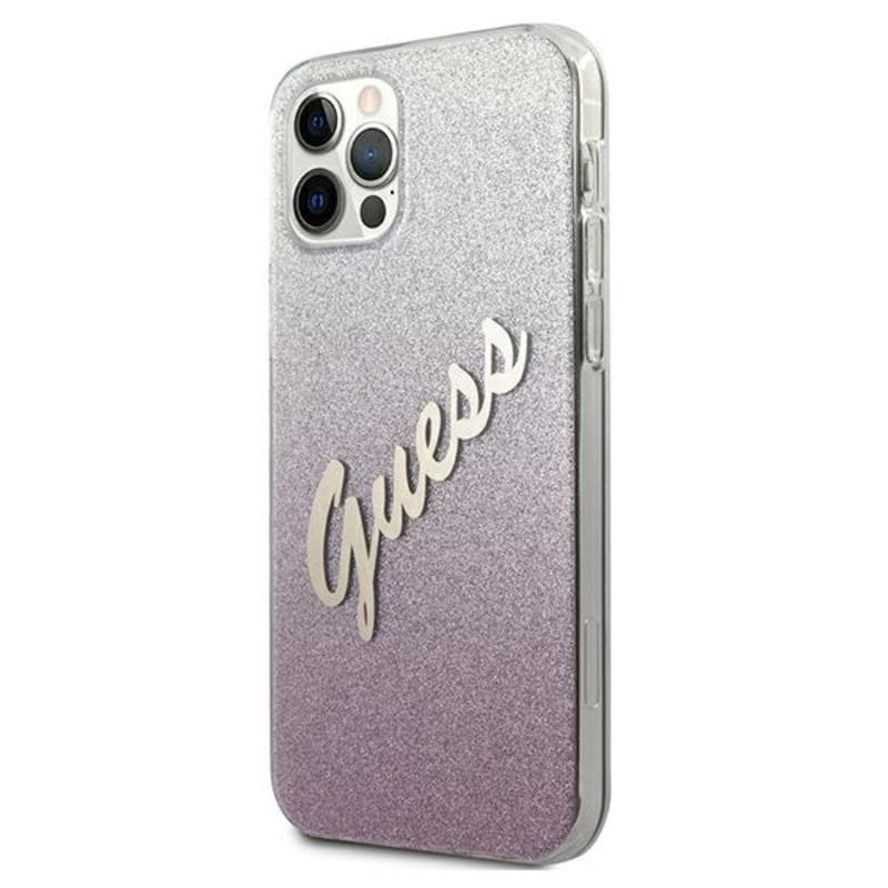 Guess Glitter Gradient Script - Case for iPhone 12 Pro Max (Pink) 2