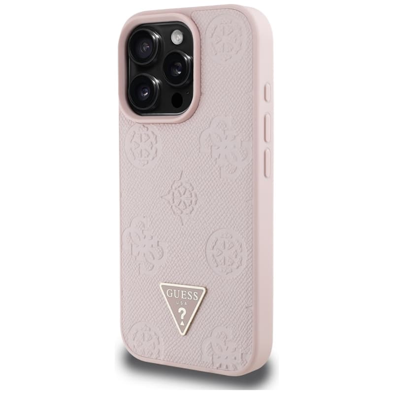 Guess Grained Hot Stamp Peony Triangle Logo MagSafe - Case for iPhone 16 Pro (pink) 2