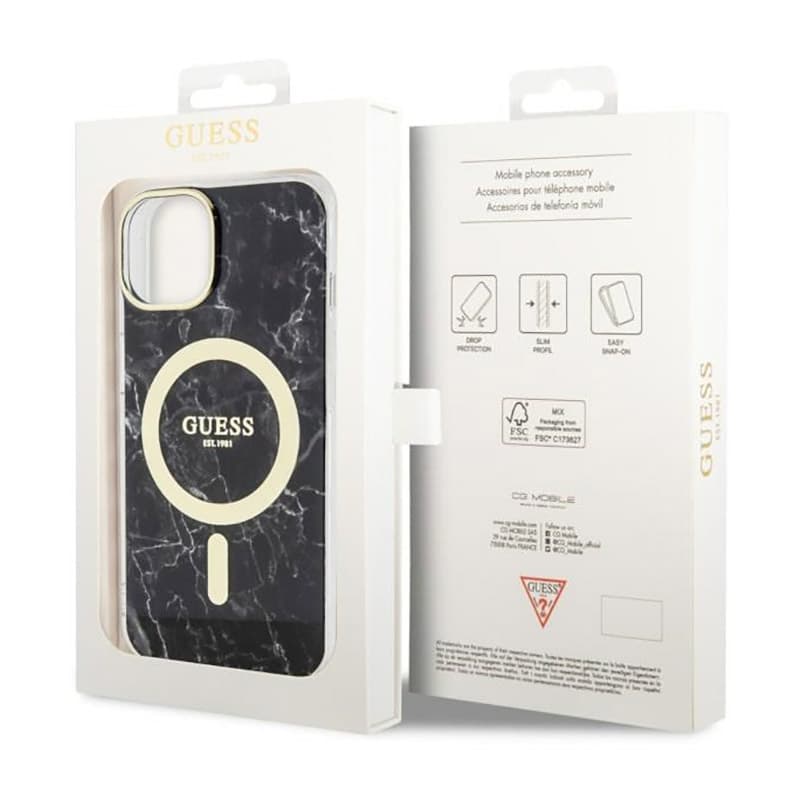 Guess Marble MagSafe - Case for iPhone 14 Plus (Black) 8