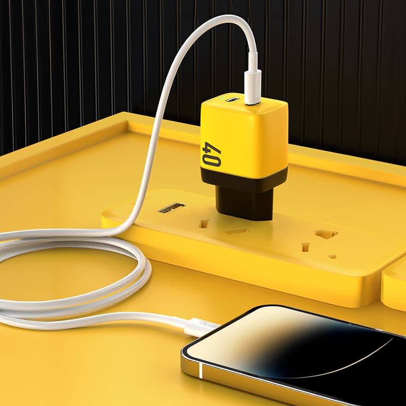 WEKOME WP-U128 - 2x USB-C Super Fast Charge GaN 40W mains charger (Yellow) 6