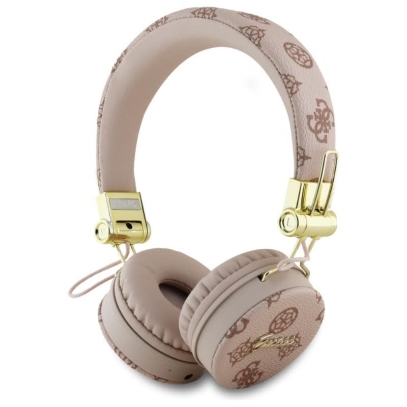 Guess Peony Script Round Shape - Wireless Over-Ear Bluetooth ENC Headphones (Brown) 1
