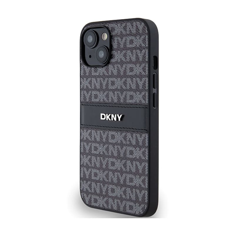DKNY Leather Mono Stripe & Metal Logo - Case for iPhone 15 / 14 / 13 (black) 2