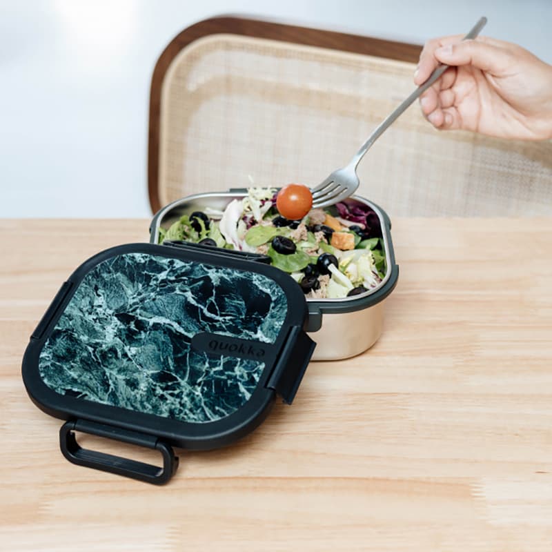 Quokka Kai - Stainless Steel Food Container/Lunchbox (Black Marble) 2