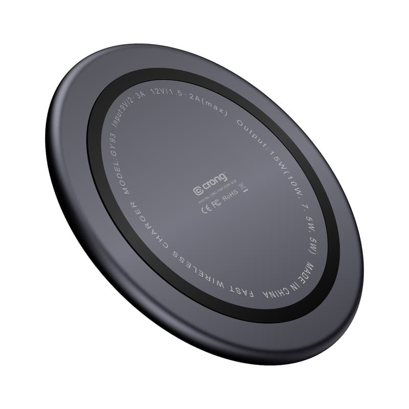 Crong PowerSpot Fast Wireless Charger – Aluminum 15W USB-C Qi Wireless Charger with Tempered Glass Cover (Shadow Black) 5