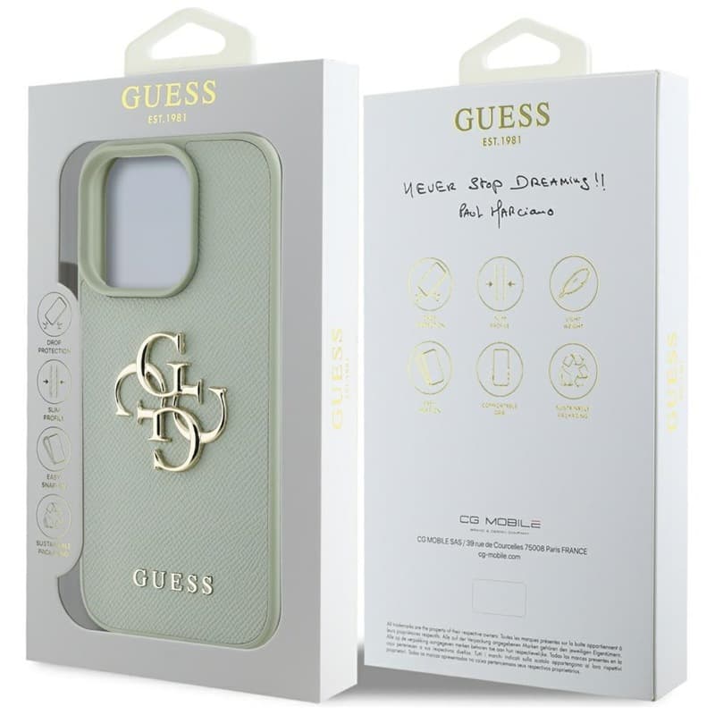 Guess Grained Big 4G Logo Small Classic Logo - Case for iPhone 16 Pro Max (green) 8