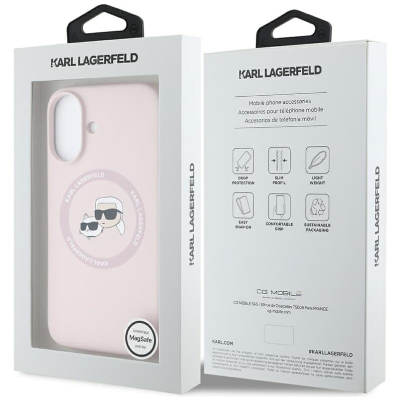Karl Lagerfeld Silicone Double Heads And Circle MagSafe - Case for iPhone 16 (pink) 8
