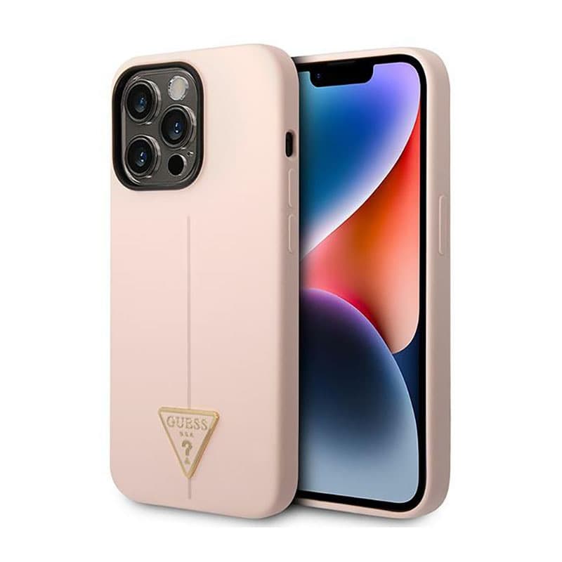 Guess Silicone Triangle Logo - Case for iPhone 14 Pro (Pink) 1