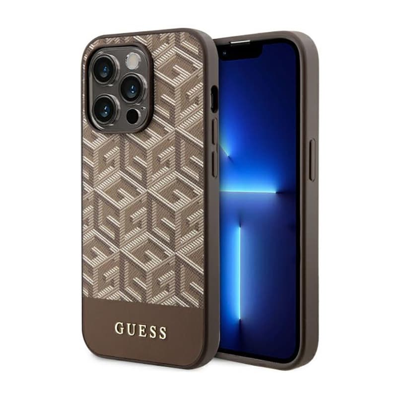 Guess GCube Stripes MagSafe - Case for iPhone 14 Pro Max (Brown) 1