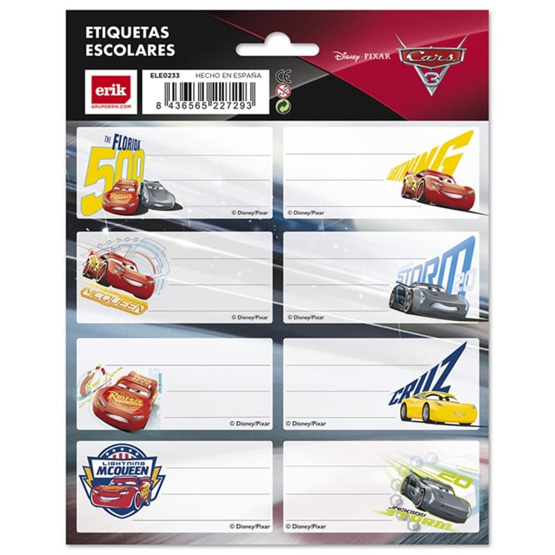 Cars - Stickers for an exercise book or a book (16 pcs.) 1