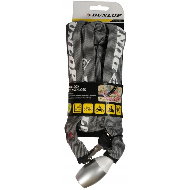 Dunlop - Bike lock with chain lock 120cm (Gray) 1