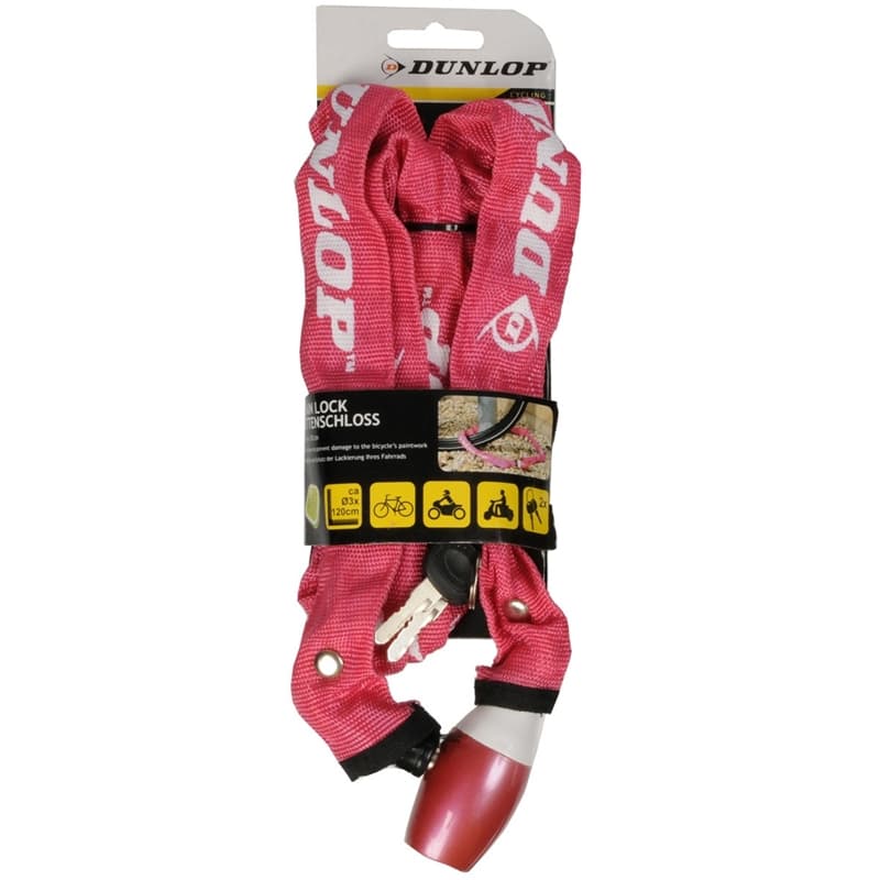 Dunlop - Bike lock with chain lock 120cm (Red) 1