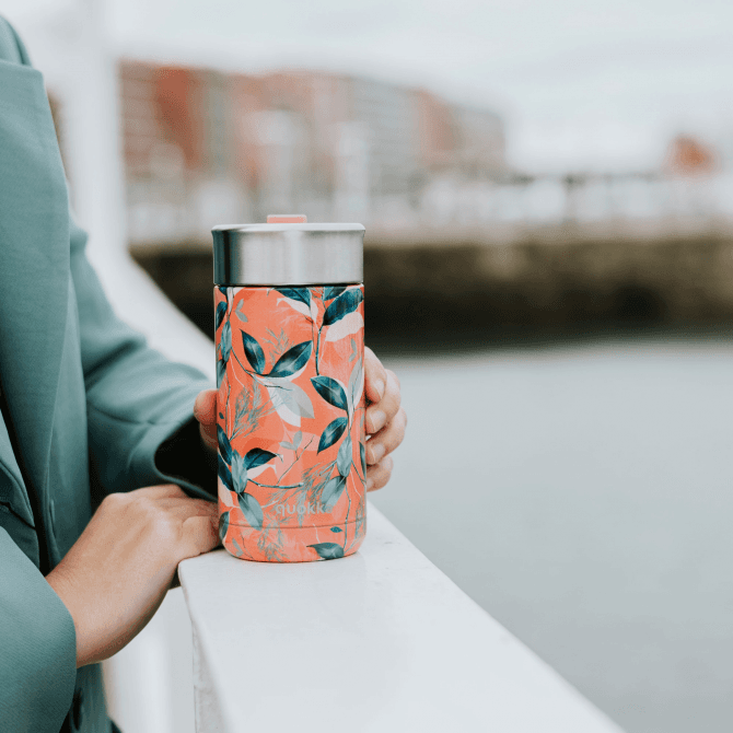 Quokka Boost Coffee Tumbler - Stainless Steel Thermal Mug with Infuser 400ml (Exotic Pink) 1