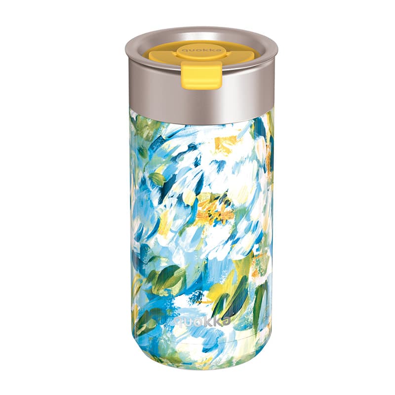 Quokka Boost Coffee Tumbler - Stainless Steel Thermal Mug with Infuser 400ml (Blue Peonies) 1
