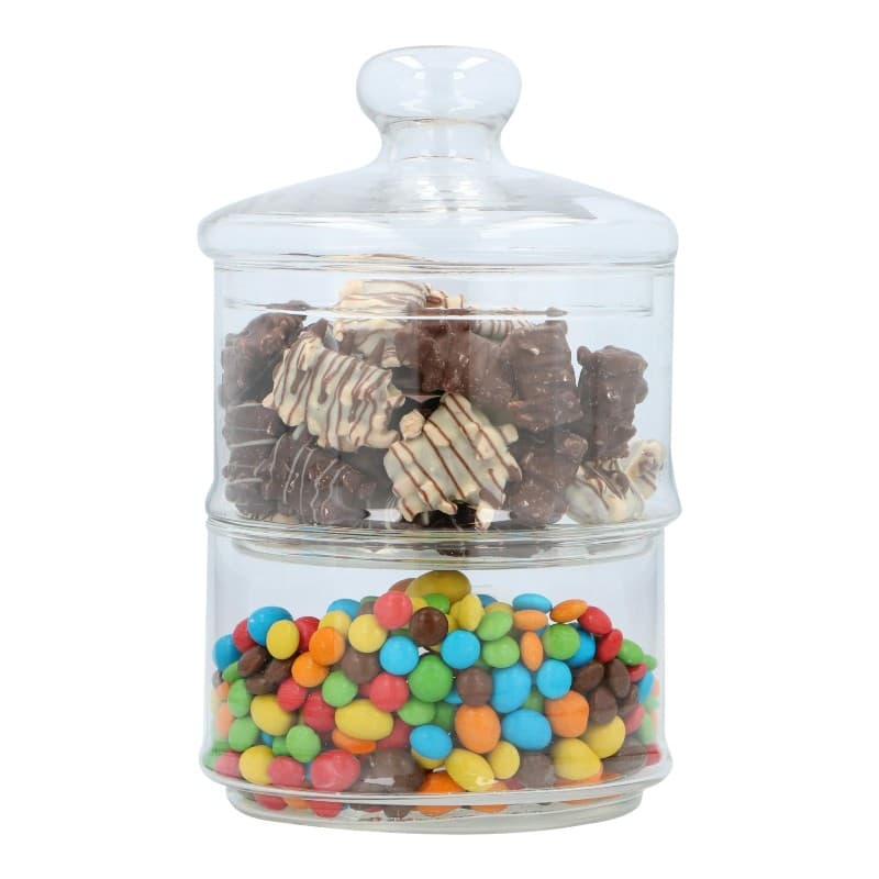 Alpina - Glass container / jar for sweets, 2 levels, 16x28 cm 1