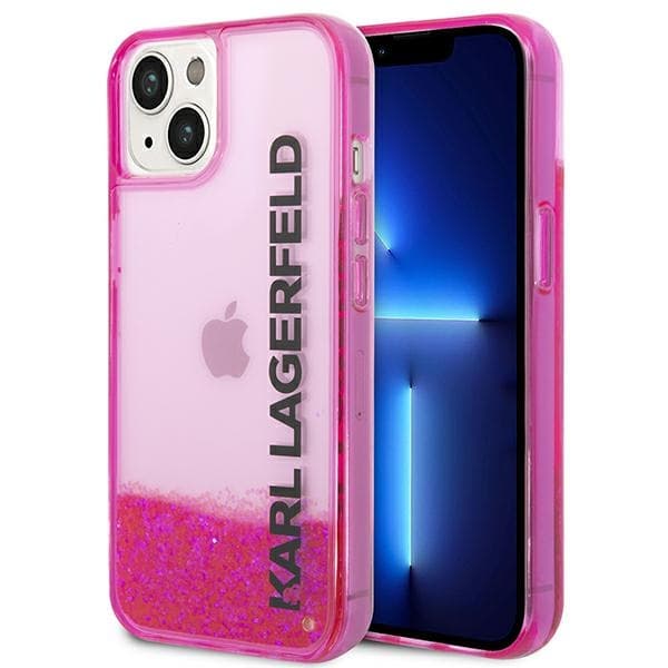 Karl Lagerfeld Liquid Glitter Translucent Elongated Logo Case - Case for iPhone 14 Plus (Pink) 1