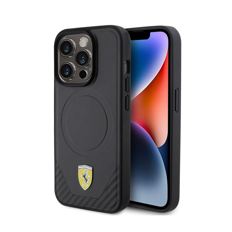 Ferrari Carbon Metal Logo MagSafe - Case for iPhone 15 Pro (Black) 1
