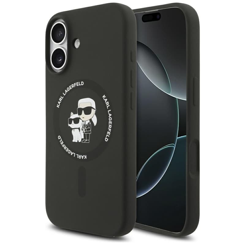 Karl Lagerfeld Silicone Karl & Choupette Ring MagSafe - Case iPhone 17 (black) 1