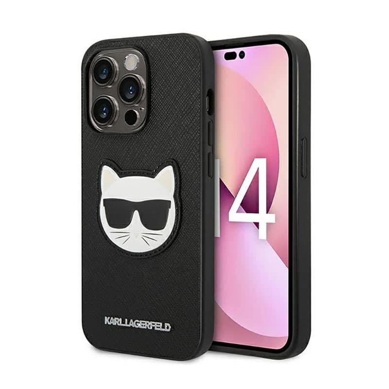 Karl Lagerfeld Saffiano Choupette Head Patch Case - Case for iPhone 14 Pro (Black) 1