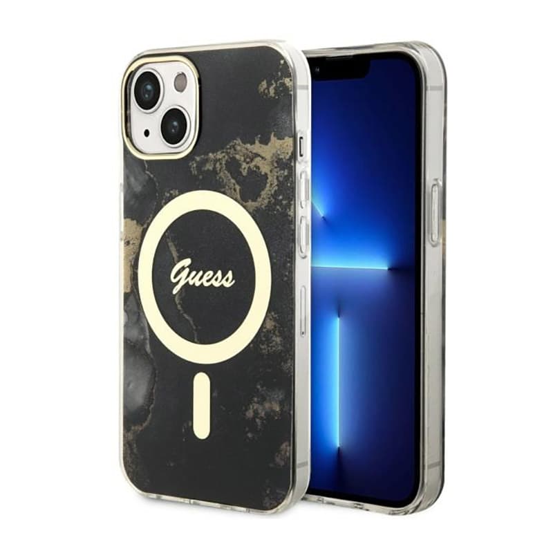 Guess Golden Marble MagSafe - Case for iPhone 14 Plus (Black) 1
